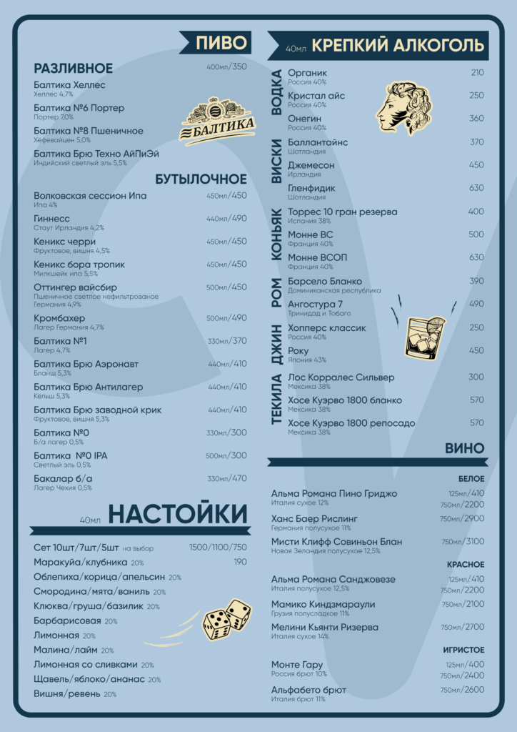 Меню бара