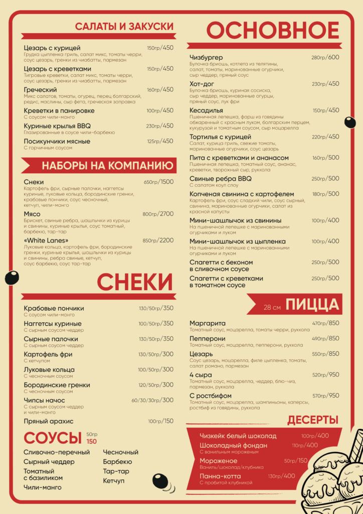 Меню кухни